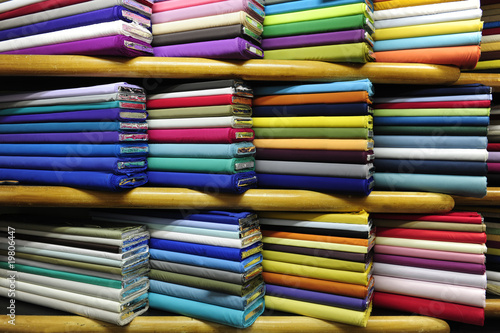 Foto: Colorful fabrics on sale Colorful fabrics on sale