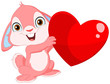 Cute bunny holding a heart