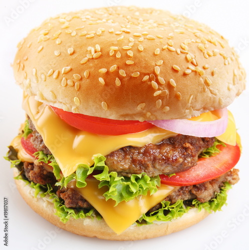 Cheeseburger on a white background