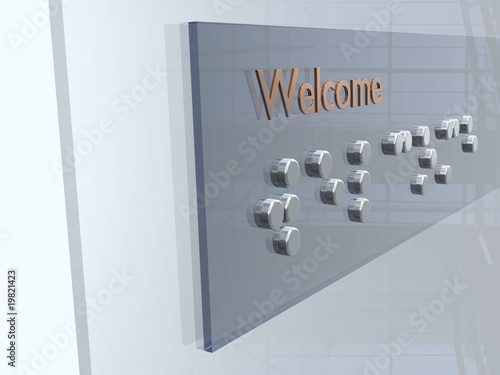 Photo: Welcome sign with Braille characters Welcome sign with Braille characters