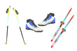 Foto: Tourist skis, ski poles and boats Tourist skis, ski poles and boats