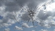 Video: Broken window, cracked glass against sky time lapse Broken window, cracked glass against sky time lapse