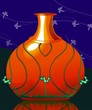 Illustration of design pot with work background