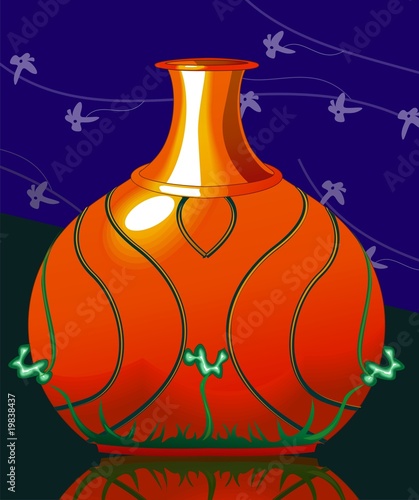 Illustration: Illustration of design pot with work background Illustration of design pot with work background