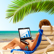 sexy woman works near the sea