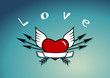Heart with arrows and wings.