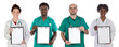 Medical team with clipboard in blank