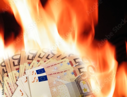 Photo: Banknotes fire Banknotes fire