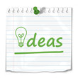 "Ideas" note stuck to wall (innovation business light bulb tips)