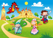 Funny cartoon illustration with background.