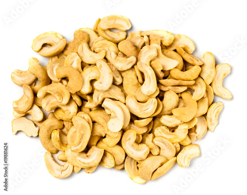 Photo: handful of cashew nuts on white background handful of cashew nuts on white background