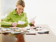 woman looking at photos