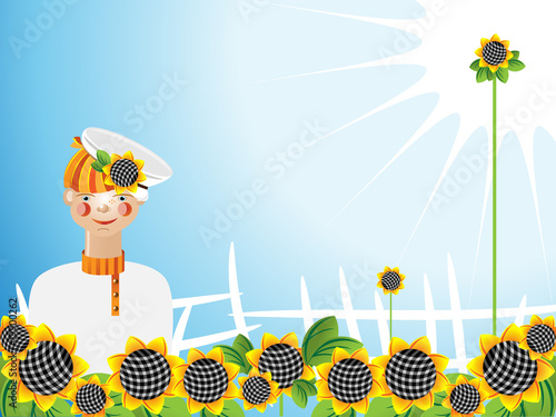 Vector: Young man sunflowers Young man sunflowers