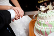 cutting a wedding cake