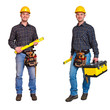 Isolated standing young worker on white background. Double Isolated standing young worker on white background. Double