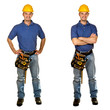 Isolated standing young worker on white background. Double Isolated standing young worker on white background. Double