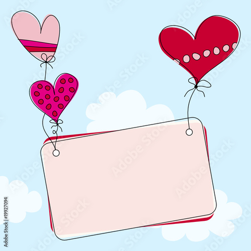 Vektor: 3 Herzluftballons & Schild 3 Herzluftballons & Schild
