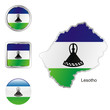 vector flag of lesotho in map and web buttons shapes vector flag of lesotho in map and web buttons shapes