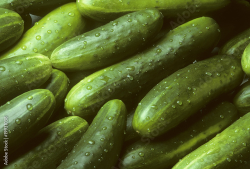 Photo: Pile of fresh cucumbers lying diagonally Pile of fresh cucumbers lying diagonally