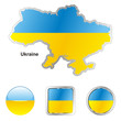 vector flag of ukraine in map and web buttons shapes