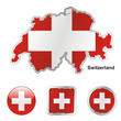 vector flag of switzerland in map and web buttons shapes