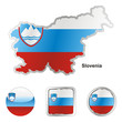 vector flag of slovenia in map and web buttons shapes