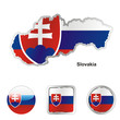 vector flag of slovakia in map and web buttons shapes