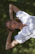 Beautiful girl lying under shadow