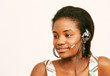 Call centre girl looking to one side