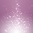 Sparkling stars hearts on purple light burst