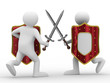 Fight on swords. Isolated 3D image on white background Fight on swords. Isolated 3D image on white background