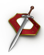 sword and shield on white background. Isolated 3D image sword and shield on white background. Isolated 3D image