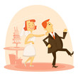 Cartoon wedding couple vector illustration