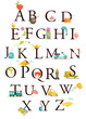 Cute cartoon alphabet vector illustration