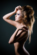 Fashion photo of beautiful nude woman with long hair