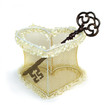 Wedding heart with rusty key. Isolated over white background