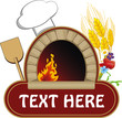 vector illustration of firewood oven with shovel and grain