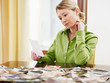 woman looking at photos