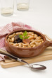 Spanish Cuisine. Asturian ham and beans.