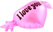 coussin rose "I love you" fond blanc