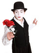 mime holding  rose , Valentine's day concept
