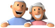 Couple senior et panneau blanc