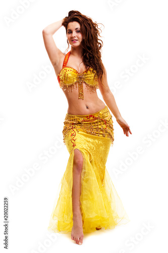 beautiful Bellydancer in golden costume
