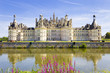Chambord Chateau reflected in the canal. Panoramic view Chambord Chateau reflected in the canal. Panoramic view
