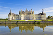 Chambord Chateau reflected in the canal. Panoramic view Chambord Chateau reflected in the canal. Panoramic view