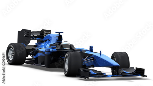 Illustration: race car on white - black & blue race car on white - black & blue
