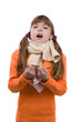Sneezing. Little girl is sick and have sore throat. Sneezing. Little girl is sick and have sore throat.
