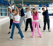Gym group exercising