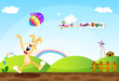 Easter Bunny Throwing Eggs