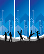 children playing with arrow background